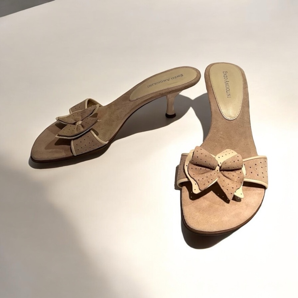 Vintage Enzo Angiolini Suede Kitten Heel Sandals